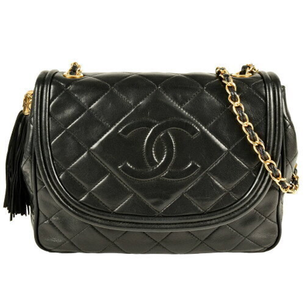 Chanel Mark Chain Coco Tassel Bag Shoulder Matelasse Black Lambskin - Picture 2 of 8